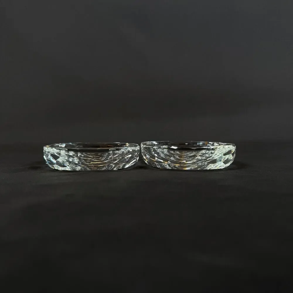Lot of 2 Oleg Cassini Saks Fifth Avenue Crystal Glass Oval SOAP Dish 4.5